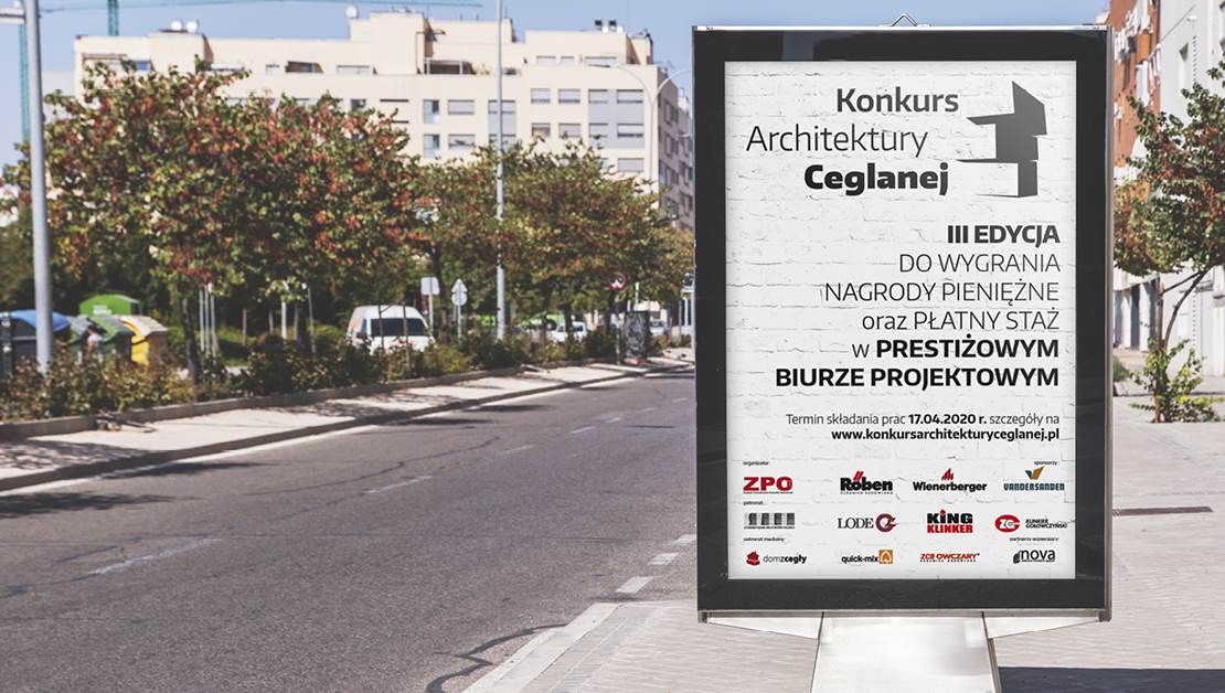 Plakat reklamujący Konkurs Architektury Ceglanej