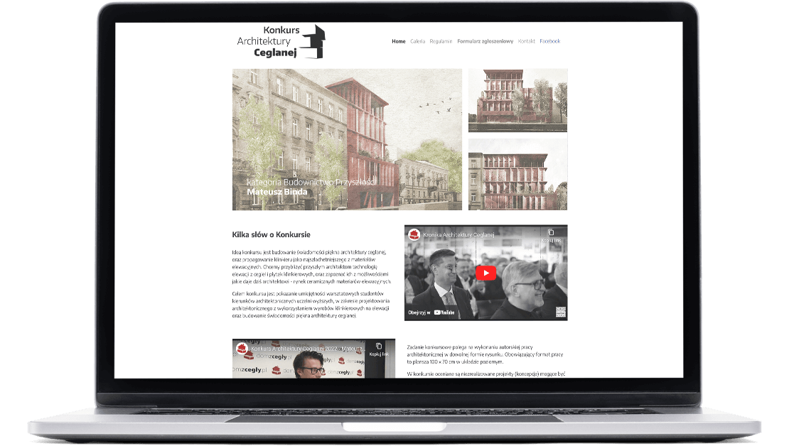 Projekt strony internetowej Konkursu Architekruty Ceglanej