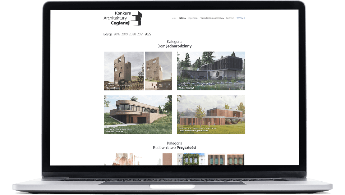 Projekt strony internetowej Konkursu Architekruty Ceglanej