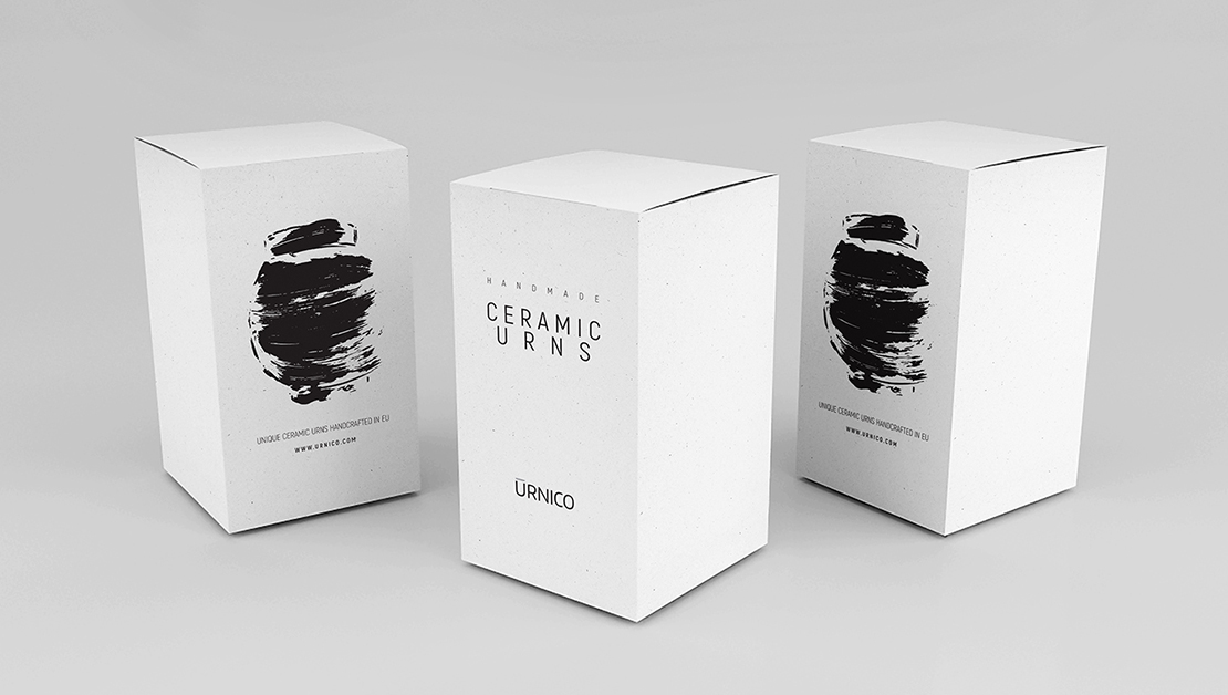 Projekt pudełek na ręcznej produkcji ceramiczne urny Urnico
