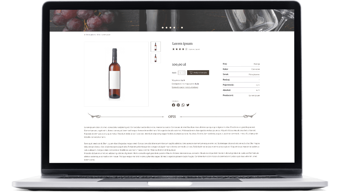 Projekt strony internetowej sklepu Winnica