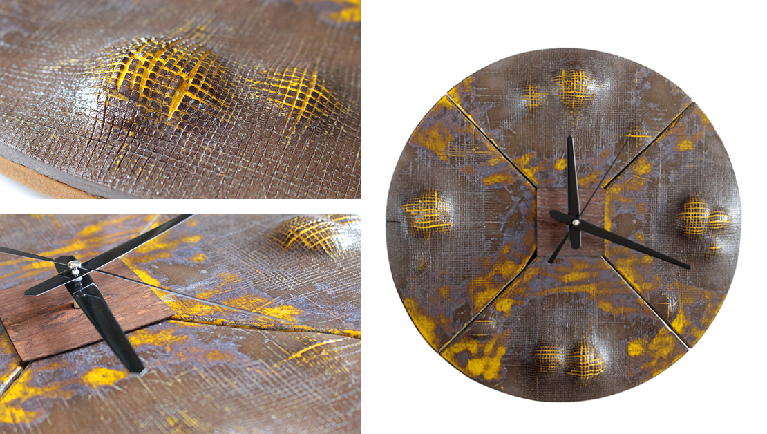 Ręcznie robiony, szkliwiony zegar ceramiczny